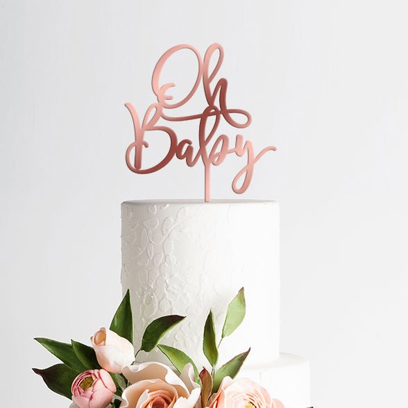 Baby Shower Cake Topper, Oh Baby Gender Reveal, Personalized Wood