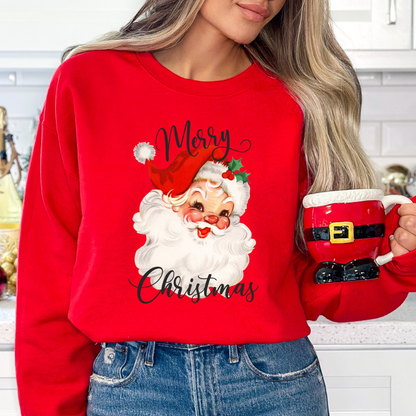 Vintage Santa Sweatshirt Merry Christmas Sweater