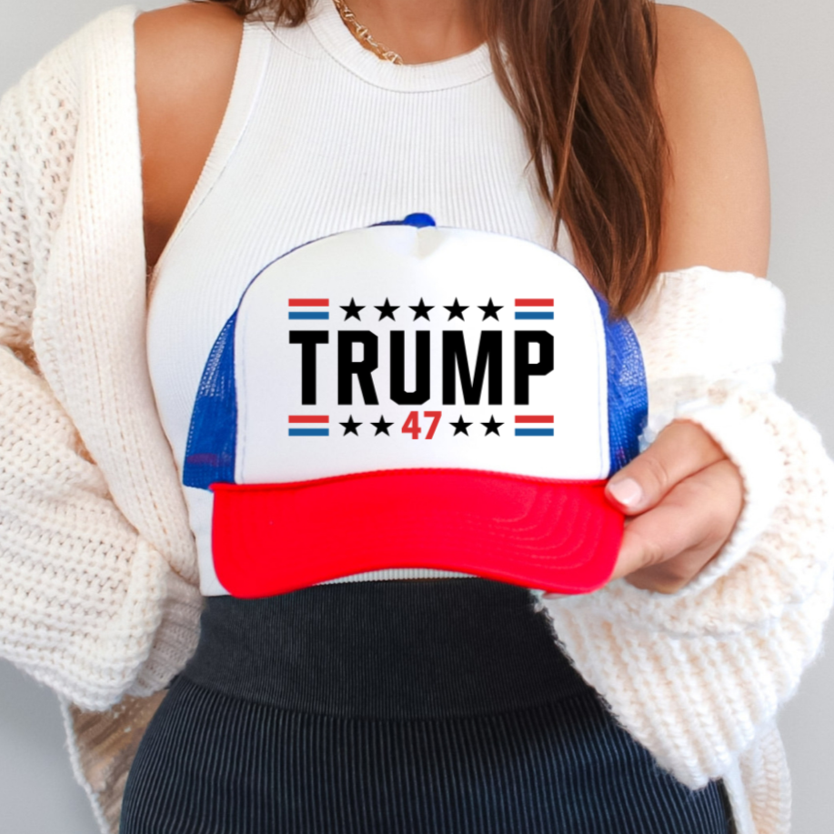 Trump 47 Classic Foam Trucker Hat Red White & Blue