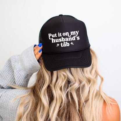 Put It On My Husbands Tab Funny Classic Foam Trucker Hat Black