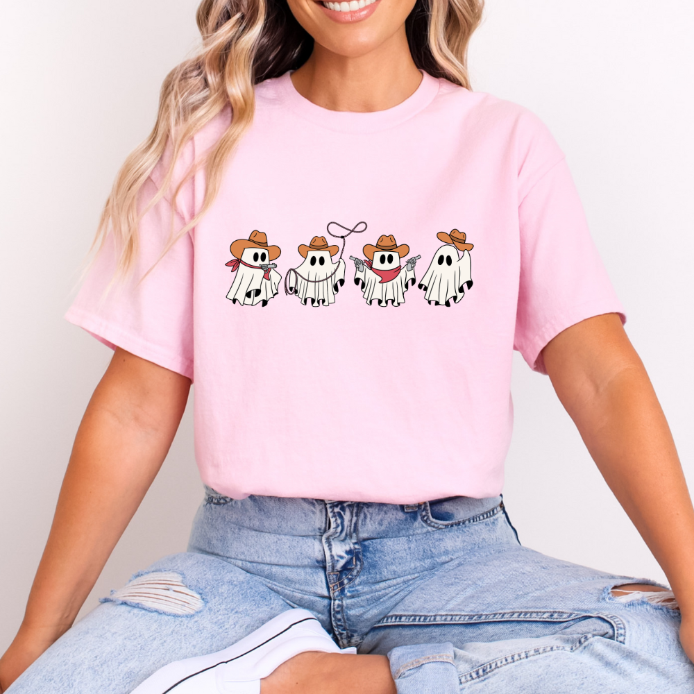 Cowboy Ghosts Ladies Halloween Shirt (4 colors)