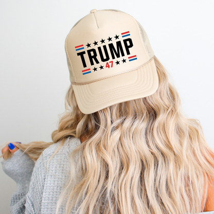 Trump 47 Classic Foam Trucker Hat Khaki