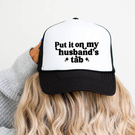 Put It On My Husband's Tab Funny Classic Foam Trucker Hat White/Black