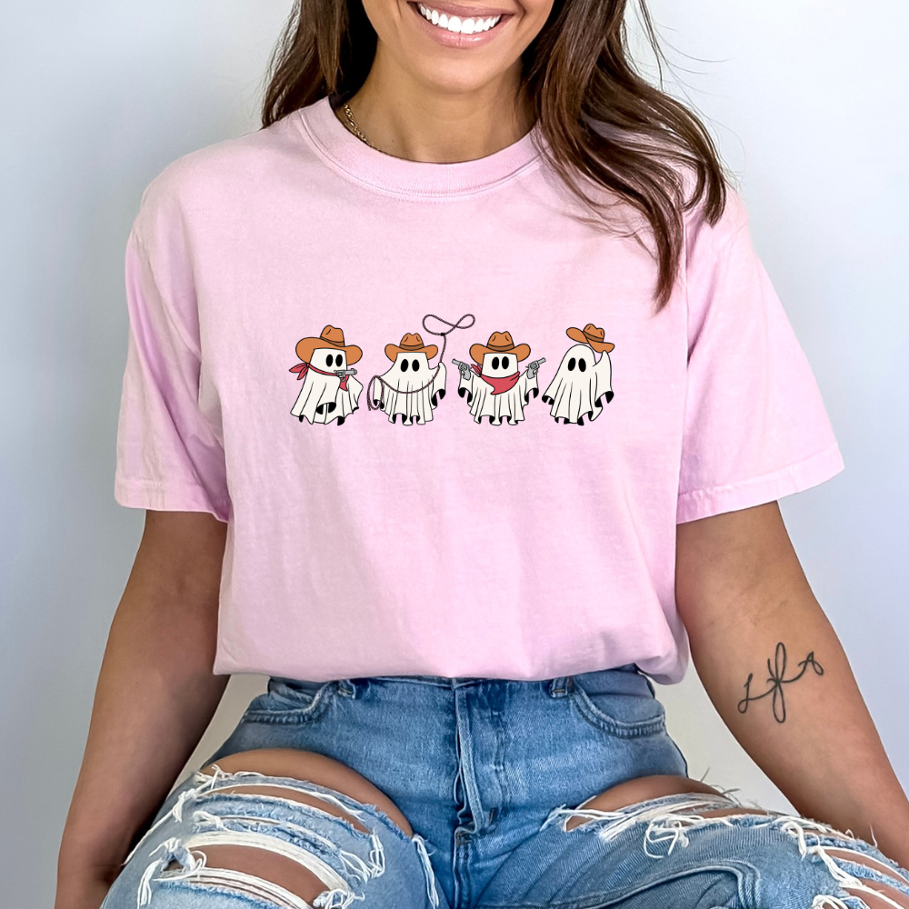 Cowboy Ghosts Ladies Halloween Shirt (4 colors)