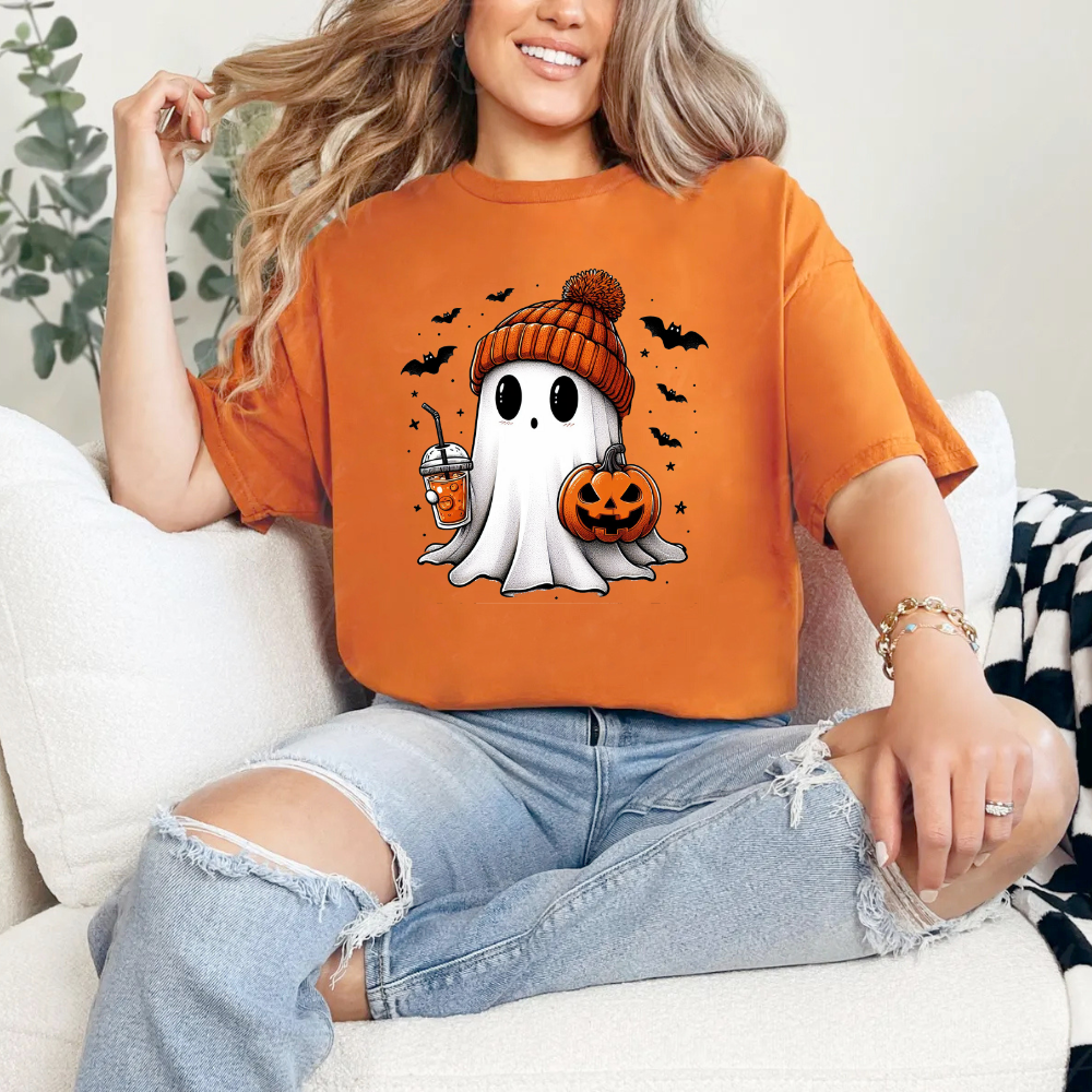 Ghost Holding Coffee Halloween Shirt (3 colors)