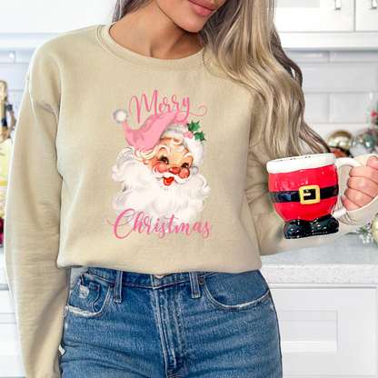 Vintage Santa Sweatshirt Merry Christmas Sweater