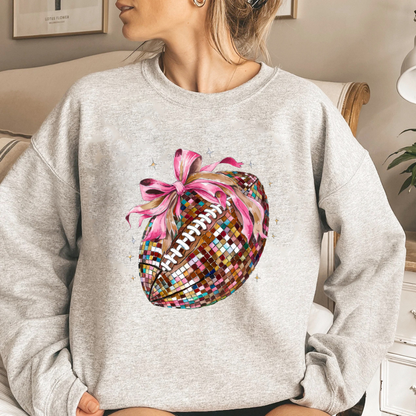 Pink Bow Football Sweatshirt Coquette Sweater