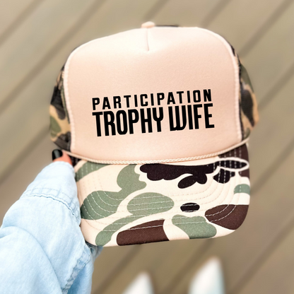 Participation Trophy Wife Funny Classic Foam Trucker Hat Tan/Camo