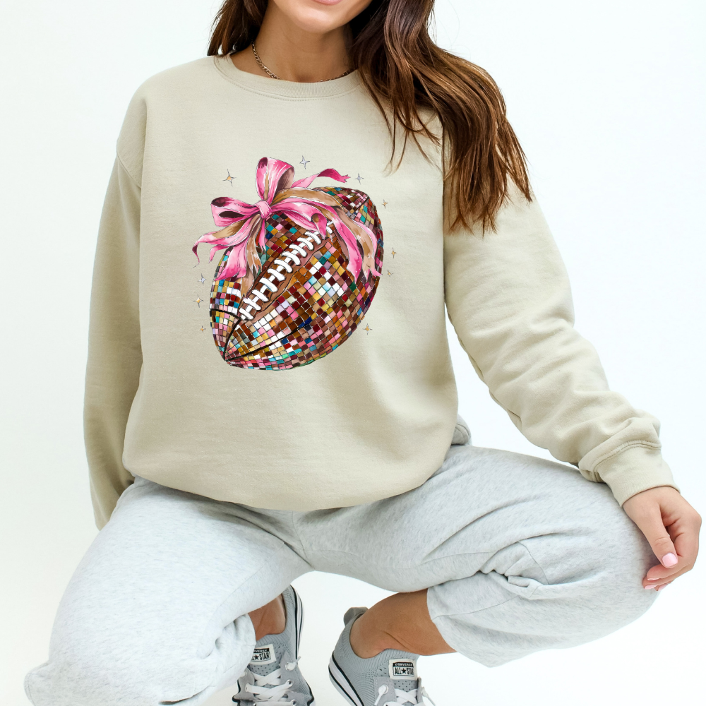 Pink Bow Football Sweatshirt Coquette Sweater