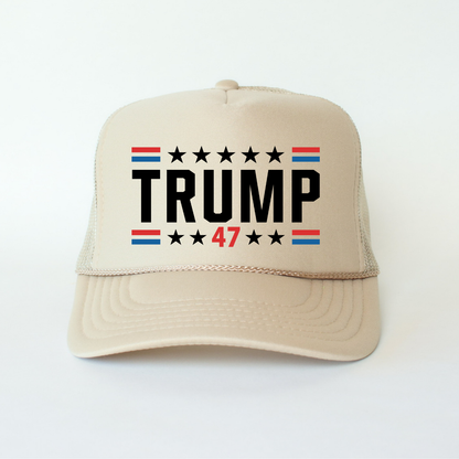 Trump 47 Classic Foam Trucker Hat Khaki