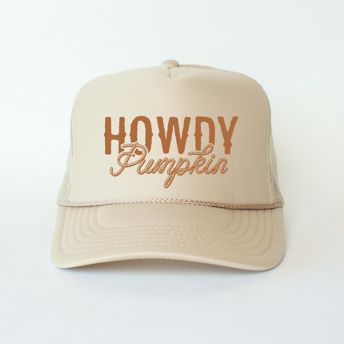 Howdy Pumpkin Classic Foam Trucker Hat Khaki