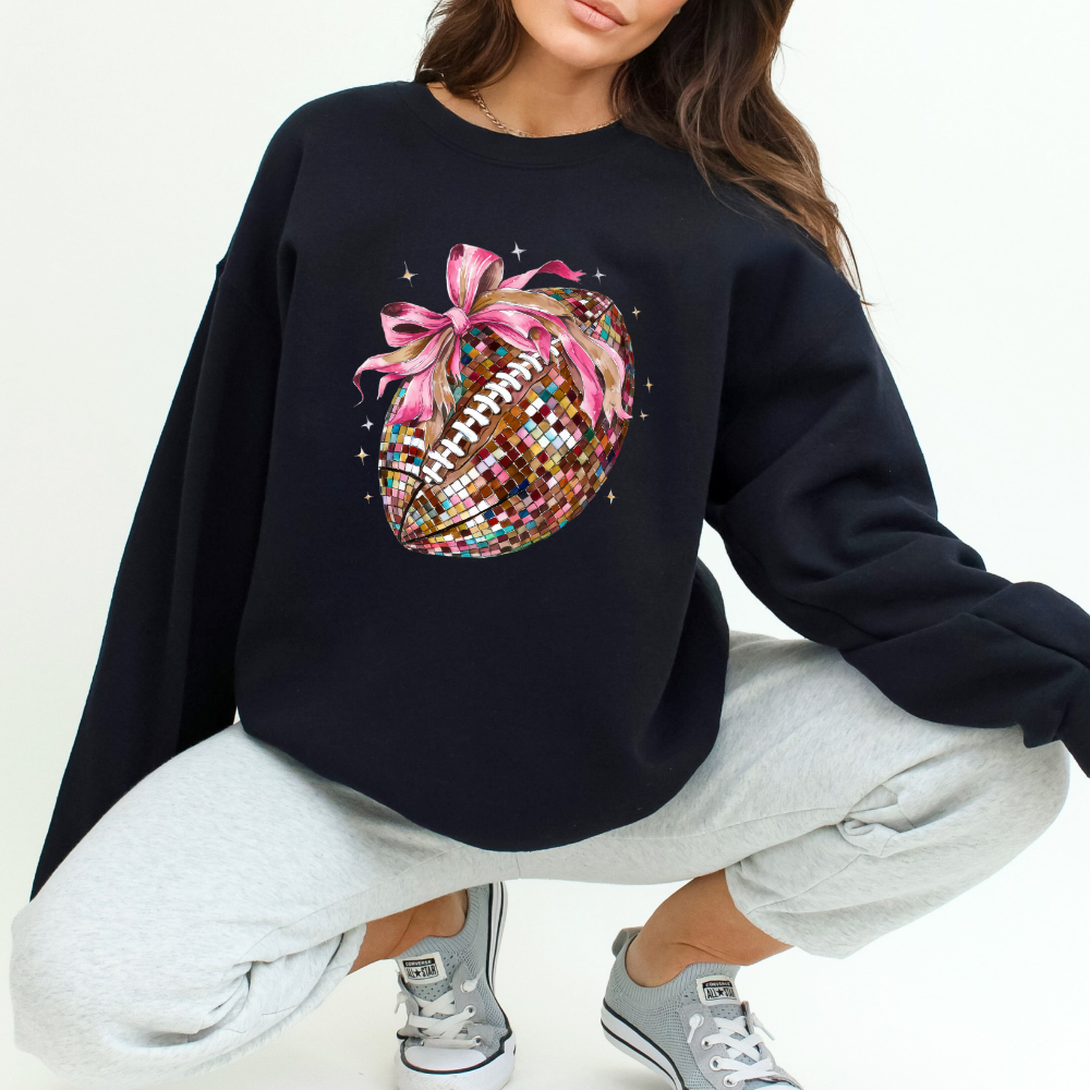 Pink Bow Football Sweatshirt Coquette Sweater