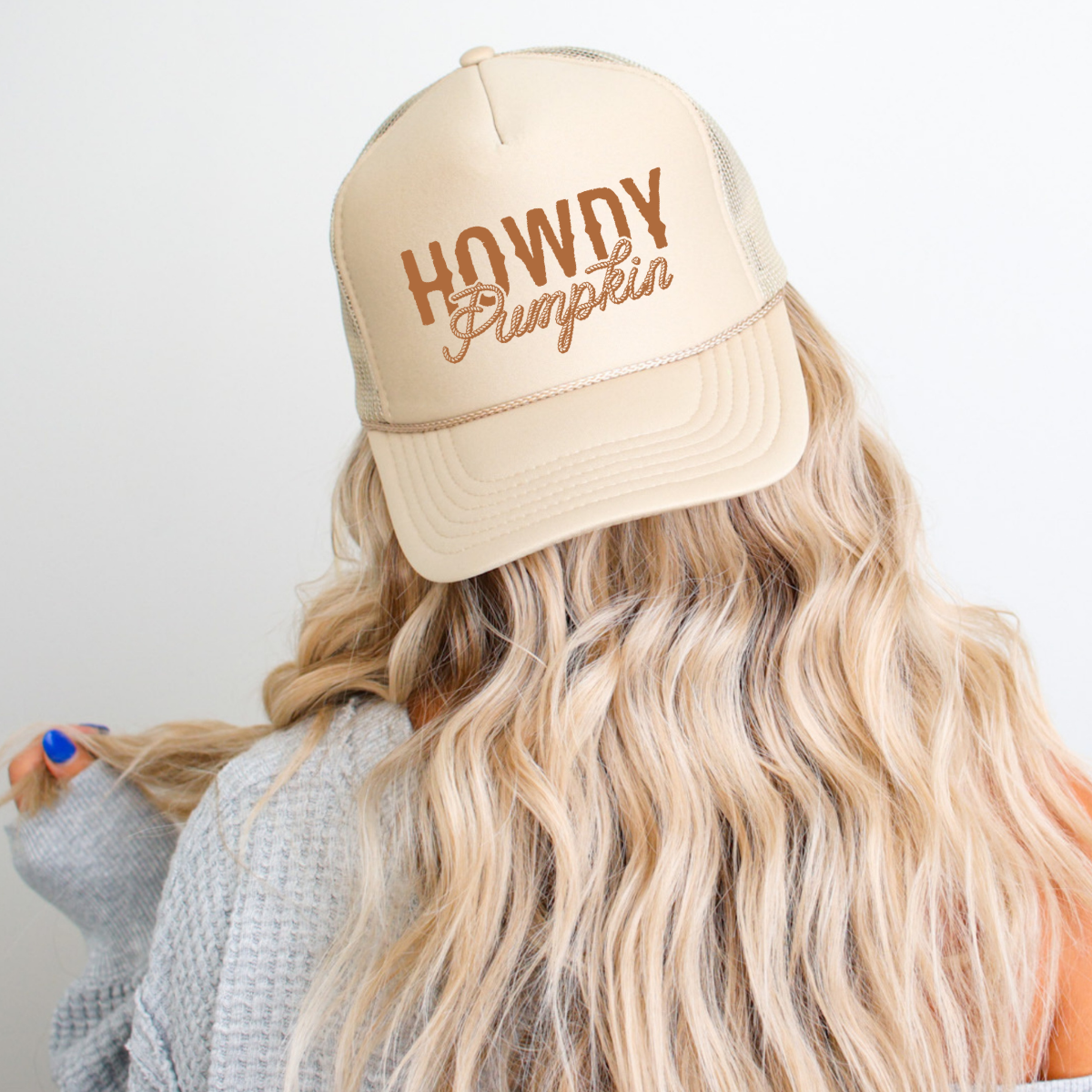 Howdy Pumpkin Classic Foam Trucker Hat Khaki