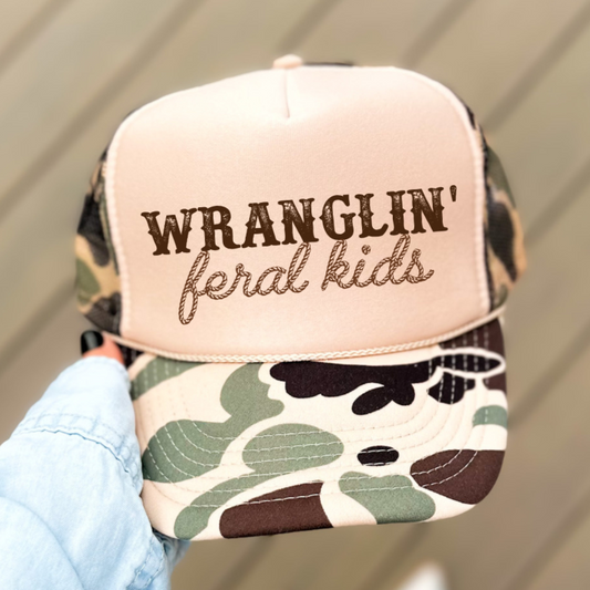 Wranglin' Feral Kids Funny Mom Classic Foam Trucker Hat