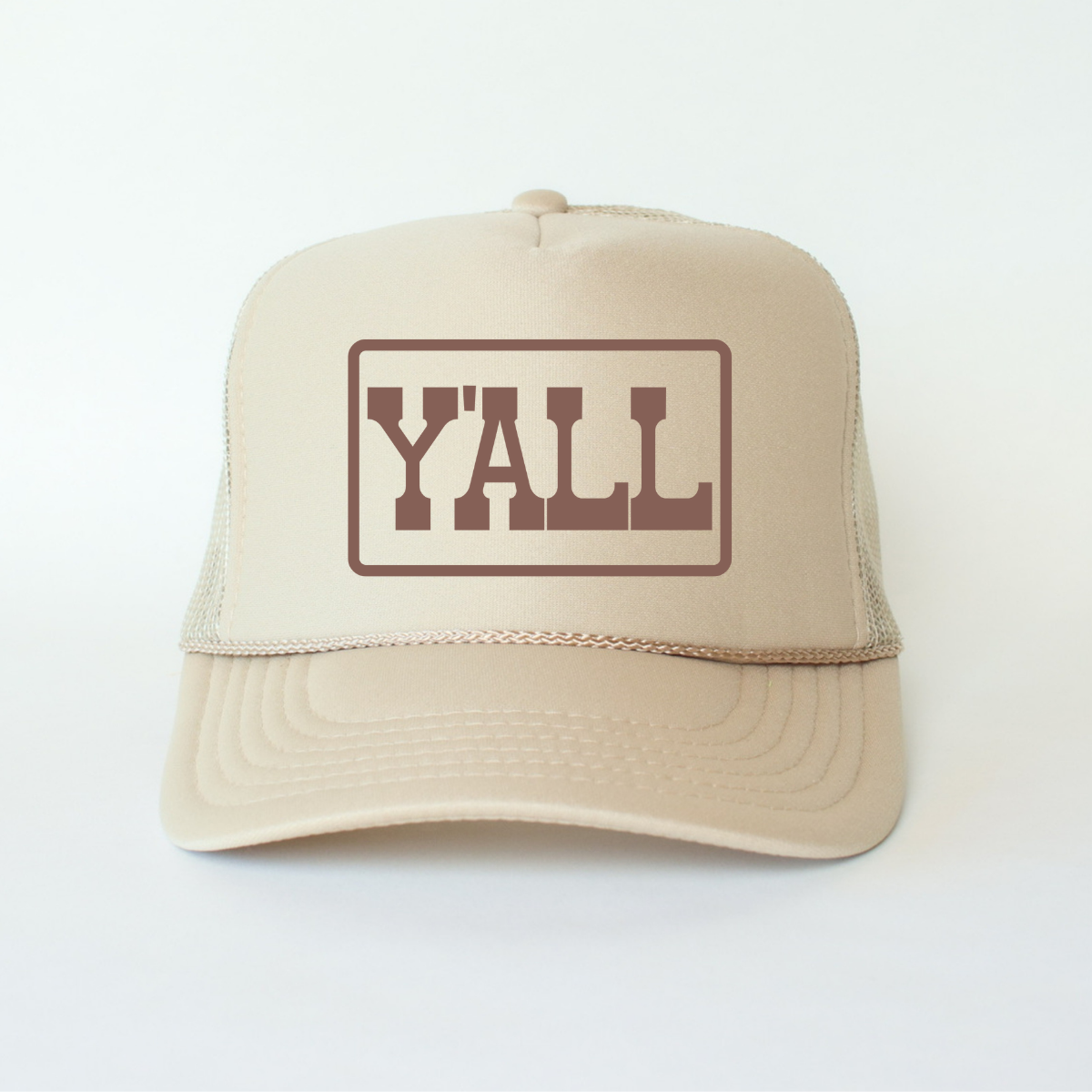 Y'ALL Country Classic Foam Trucker Hat Khaki