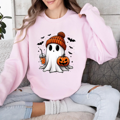 Ghost Holding Coffee Halloween Sweater (3 colors)