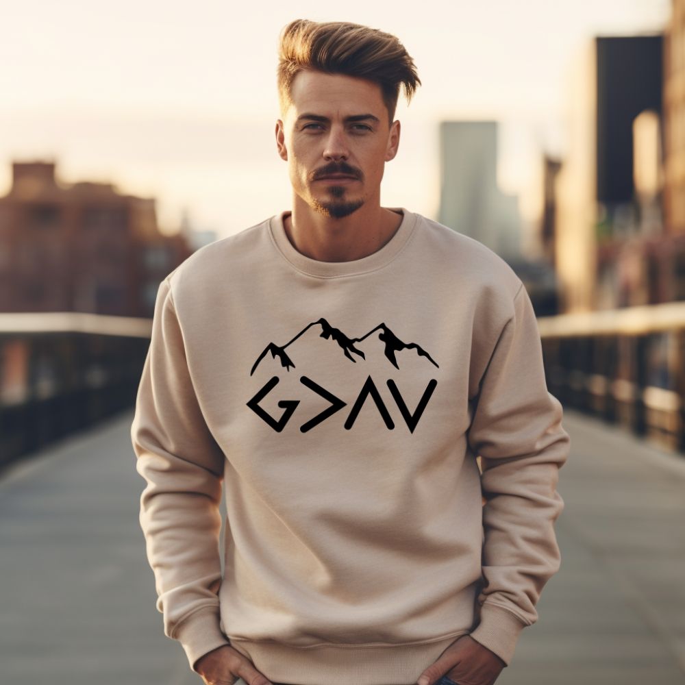 God Is Greater Than The Highs And Lows Men's Christian Sweatshirt (3 colors)