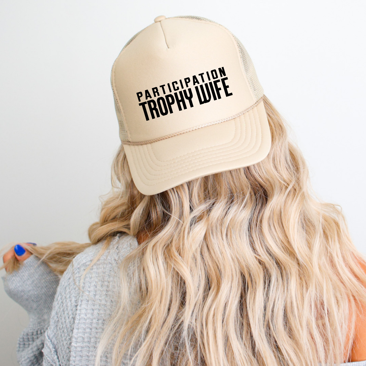 Participation Trophy Wife Funny Classic Foam Trucker Hat Khaki