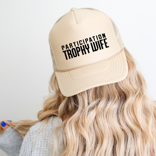 Participation Trophy Wife Funny Classic Foam Trucker Hat Khaki