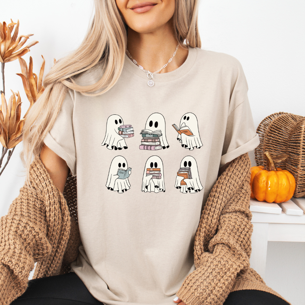 Reading Ghosts Ladies Halloween Shirt (4 colors)