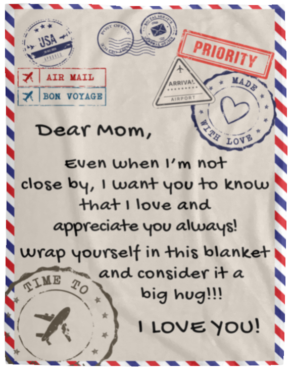 Letter To Mom Airmail SnugglePlush™ Fleece Blanket - VividEditions