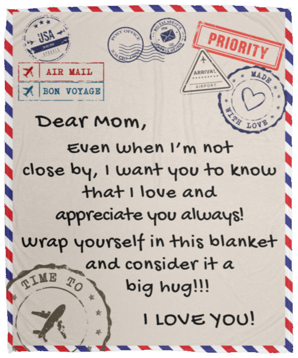 Letter To Mom Airmail SnugglePlush™ Fleece Blanket - VividEditions