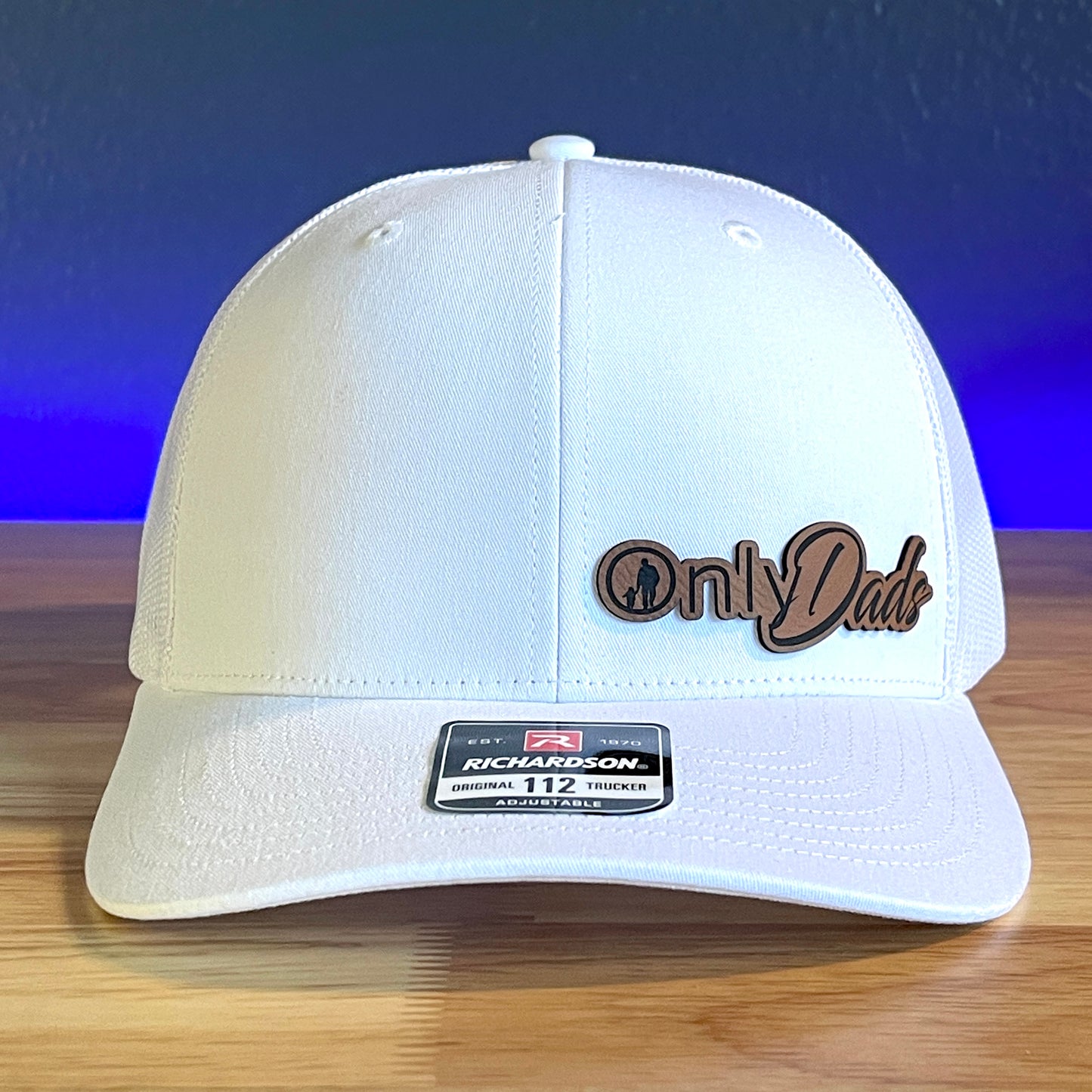 ONLY DADS Funny Leather Patch Trucker Hat White