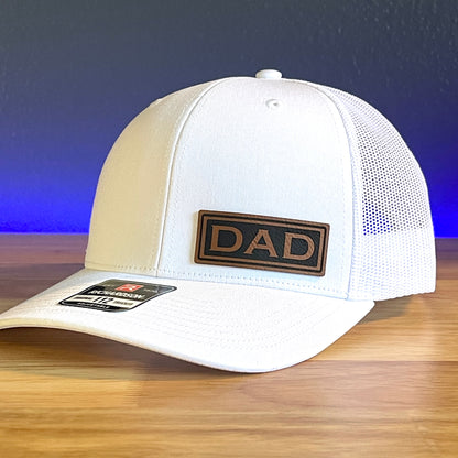 DAD Side Leather Patch Trucker Hat White