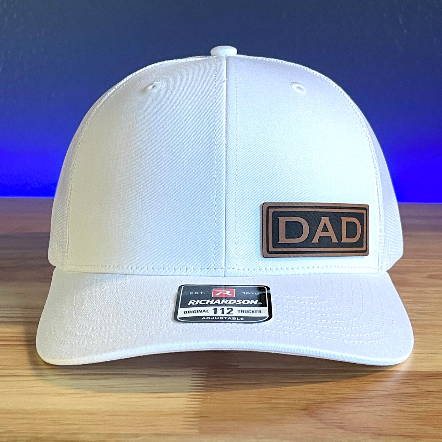 DAD Side Leather Patch Trucker Hat White
