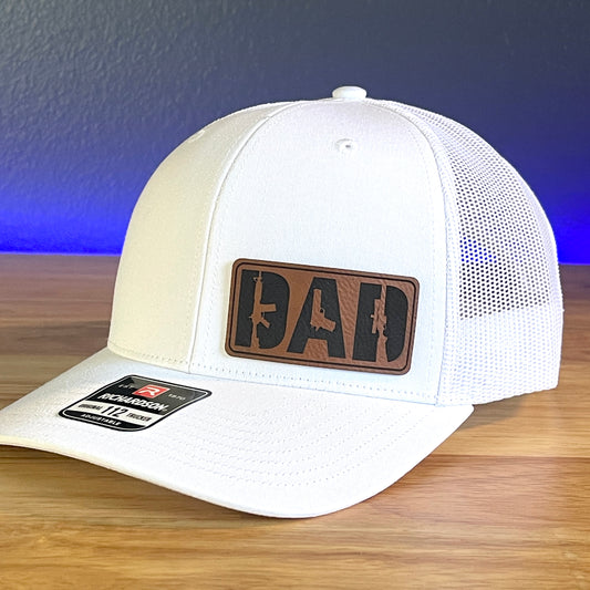 DAD 2nd AMENDMENT 2A Side Leather Patch Trucker Hat White