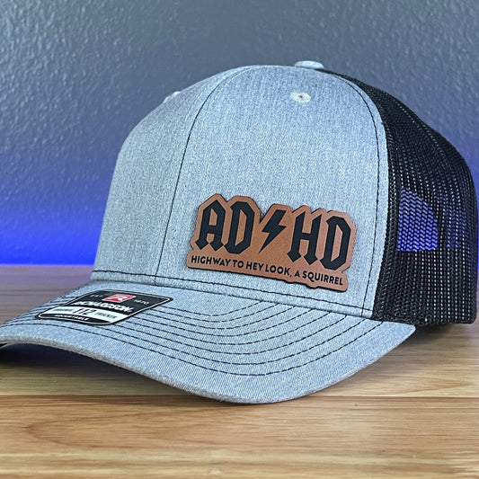 ADHD, Hey Look A Squirrel Side Leather Patch Hat