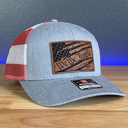 We The People American Flag Constitution Patriotic Leather Patch SnapBack Trucker Hat Stars & Stripes