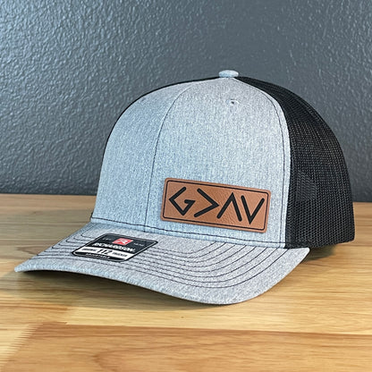 God Is Greater Than The Highs And Lows Christian SnapBack Leather Patch Hat Side