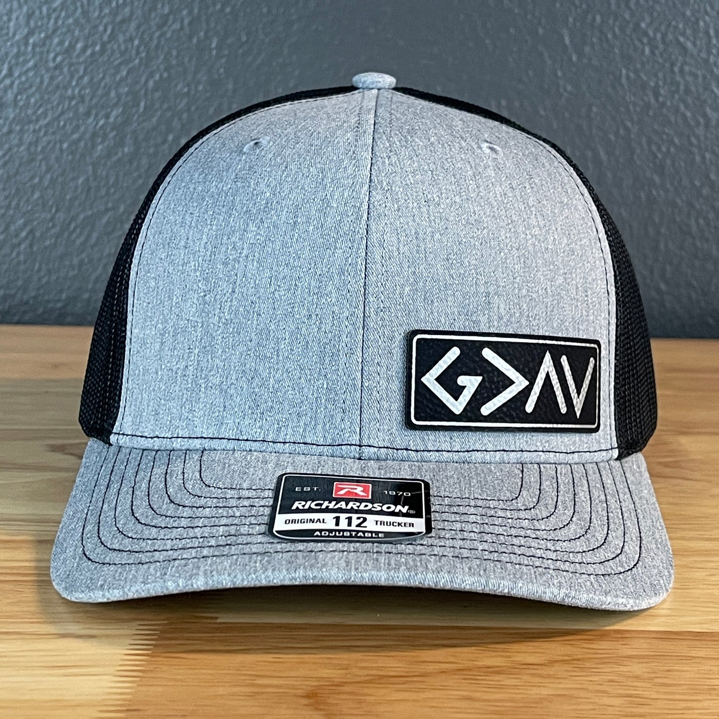 God Is Greater Than The Highs And Lows Christian SnapBack Leather Patch Hat Side Blk/Silv