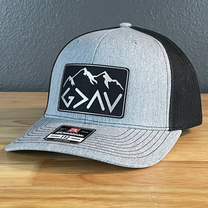 God Is Greater Than The Highs And Lows Christian SnapBack Leather Patch Hat Rectangular Blk/Silv