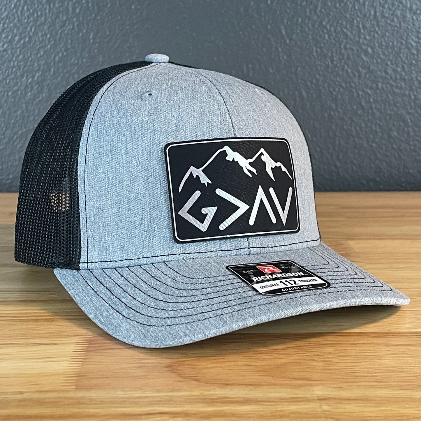 God Is Greater Than The Highs And Lows Christian SnapBack Leather Patch Hat Rectangular Blk/Silv