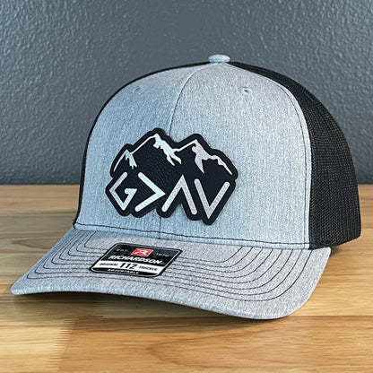 God Is Greater Than The Highs And Lows Christian SnapBack Leather Patch Hat Outline Blk/Silv