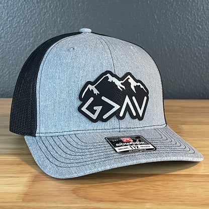 God Is Greater Than The Highs And Lows Christian SnapBack Leather Patch Hat Outline Blk/Silv