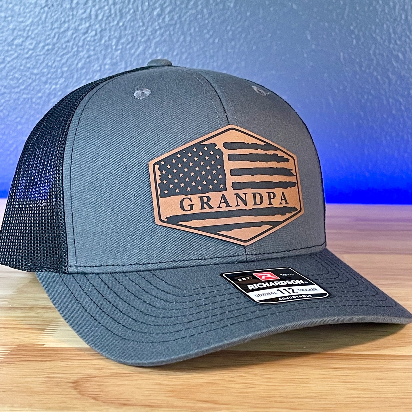 Grandpa American Flag Patriotic SnapBack Patch Hat Grandfather Christmas Gift