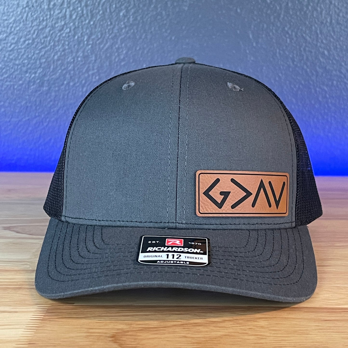 God Is Greater Than The Highs And Lows Christian SnapBack Leather Patch Hat Rawhide Side