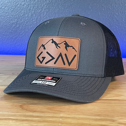 God Is Greater Than The Highs And Lows Christian SnapBack Leather Patch Hat Rawhide Rectangular