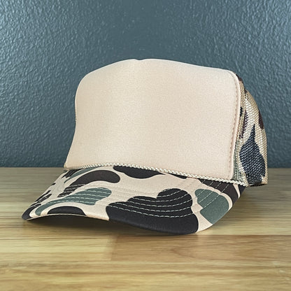 Tailgates & Touchdowns Football Classic Foam Trucker Hat Tan/Camo