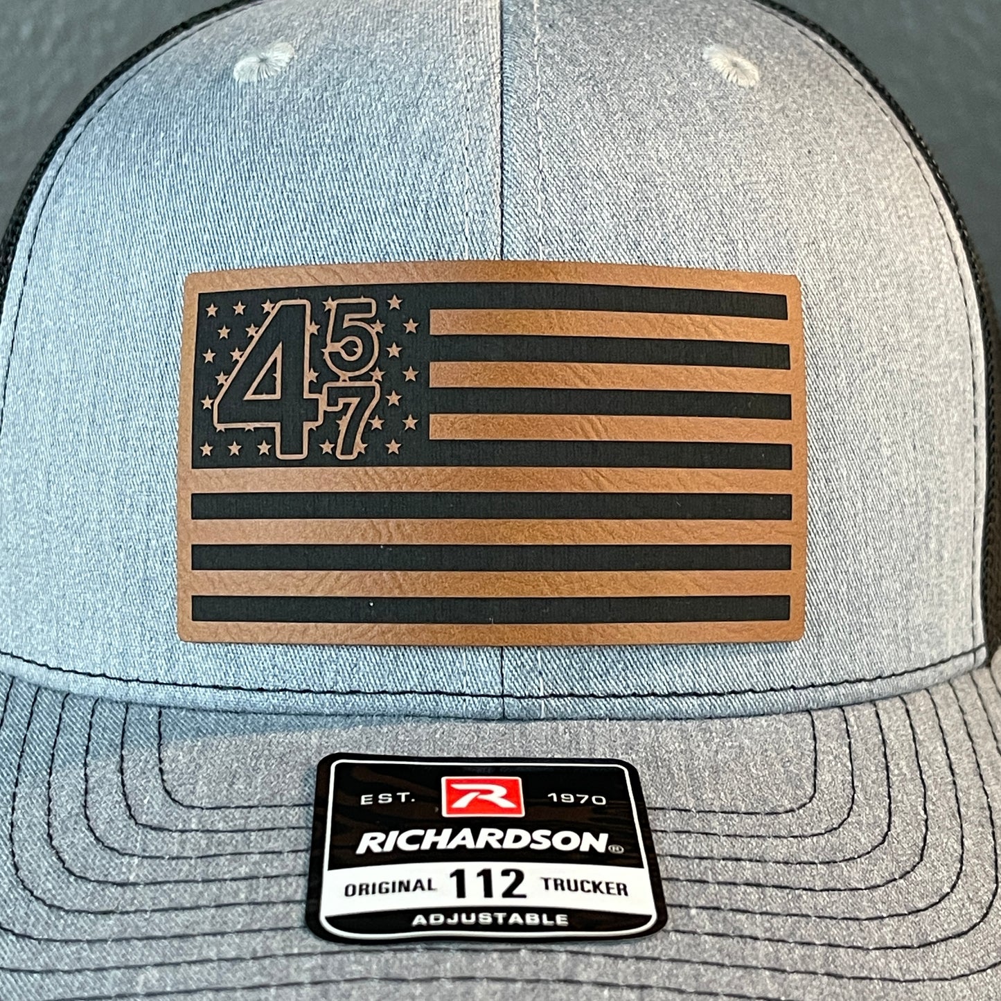 45 47 Inauguration American Flag Patriotic SnapBack Trucker Rawhide Leather Patch Hat