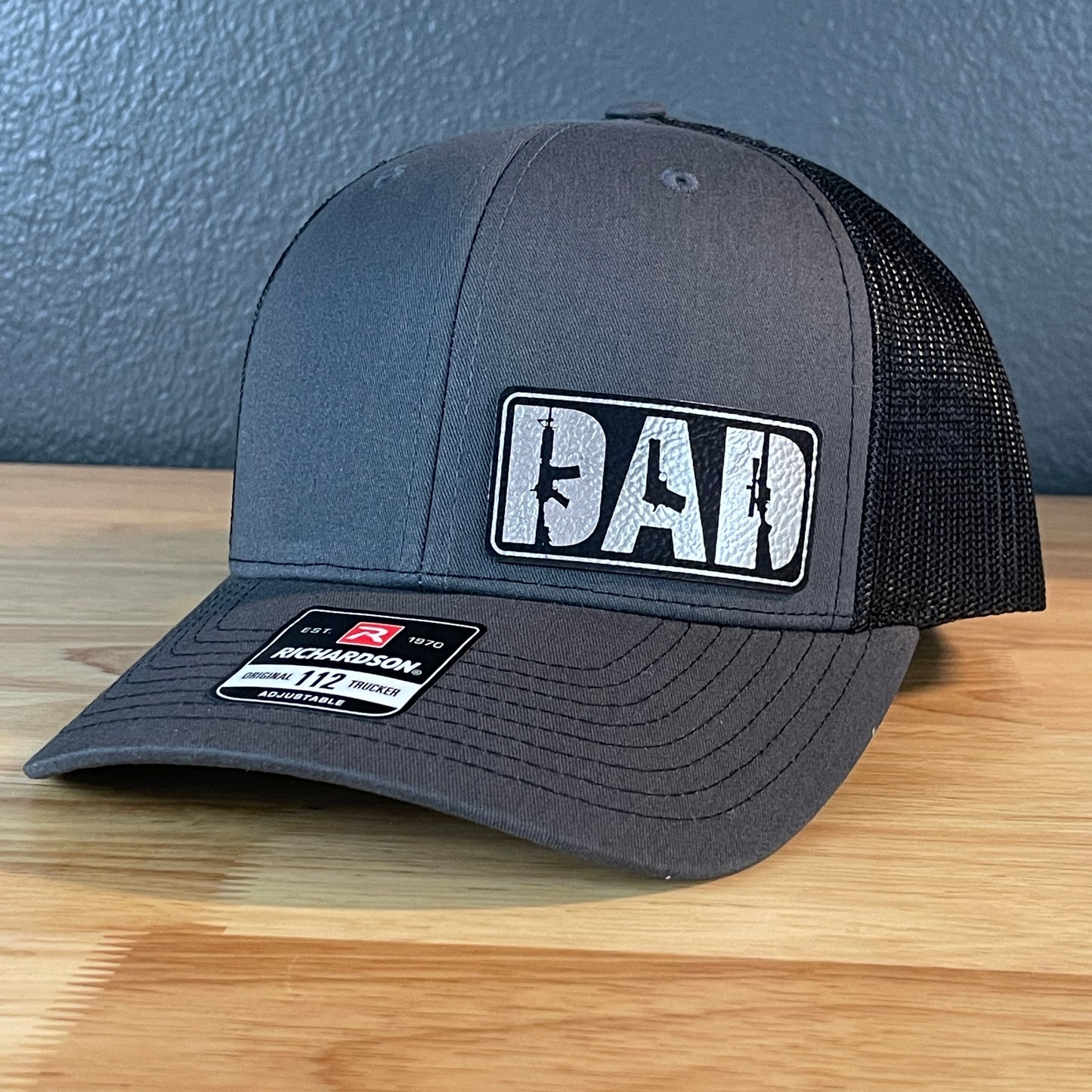 DAD 2A 2nd Amendment Patriotic Leather Patch Hat Blk/Silv