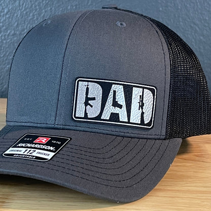 DAD 2A 2nd Amendment Patriotic Leather Patch Hat Blk/Silv