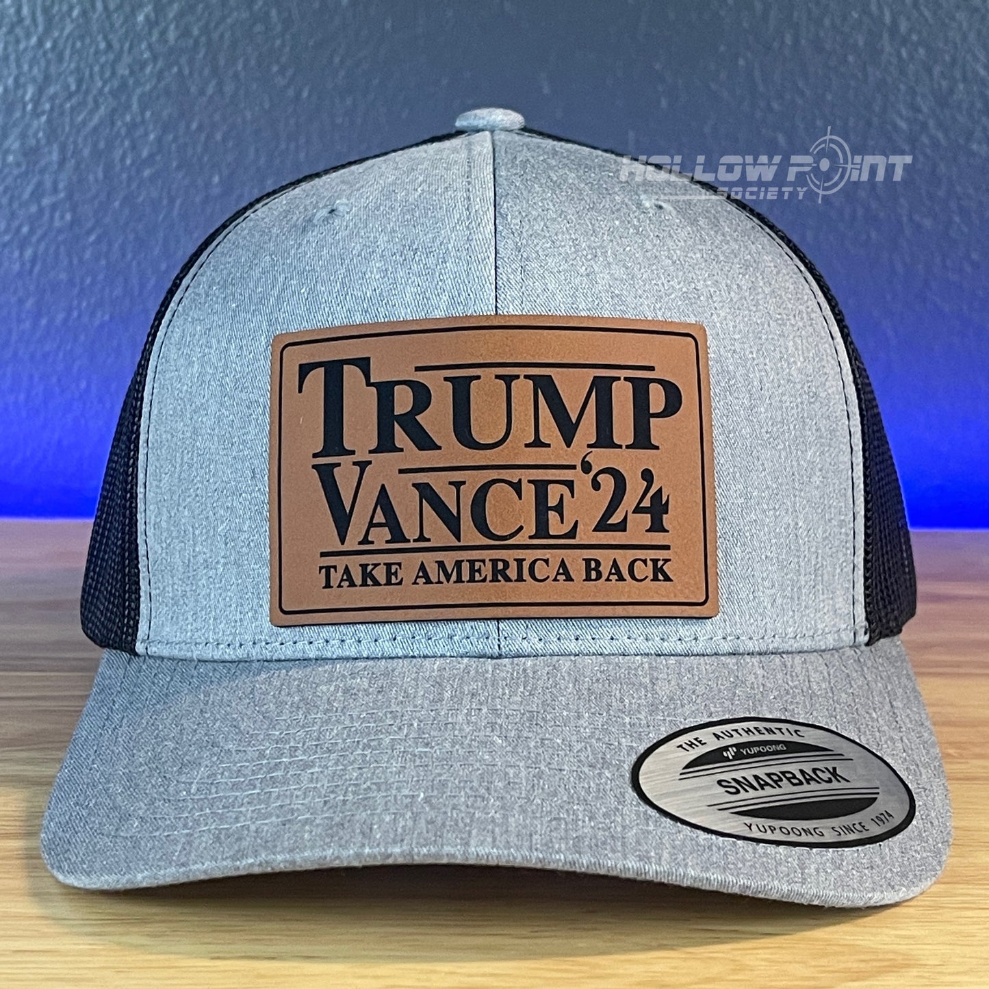 TRUMP VANCE 2024 Take America Back SnapBack Trucker Rawhide Leather Patch Hat