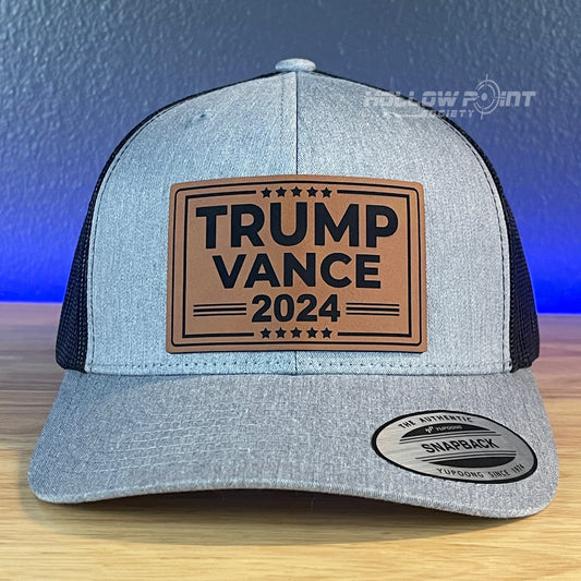 TRUMP VANCE 2024 SnapBack Trucker Rawhide Leather Patch Hat