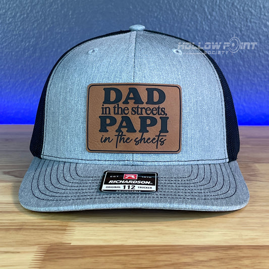 Dad in the Streets, Papi in the Sheets Rectangular Leather Patch Hat