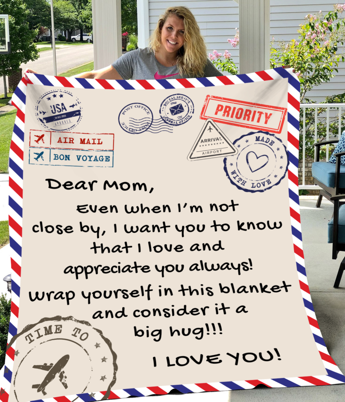 Letter To Mom Airmail SnugglePlush™ Fleece Blanket - VividEditions