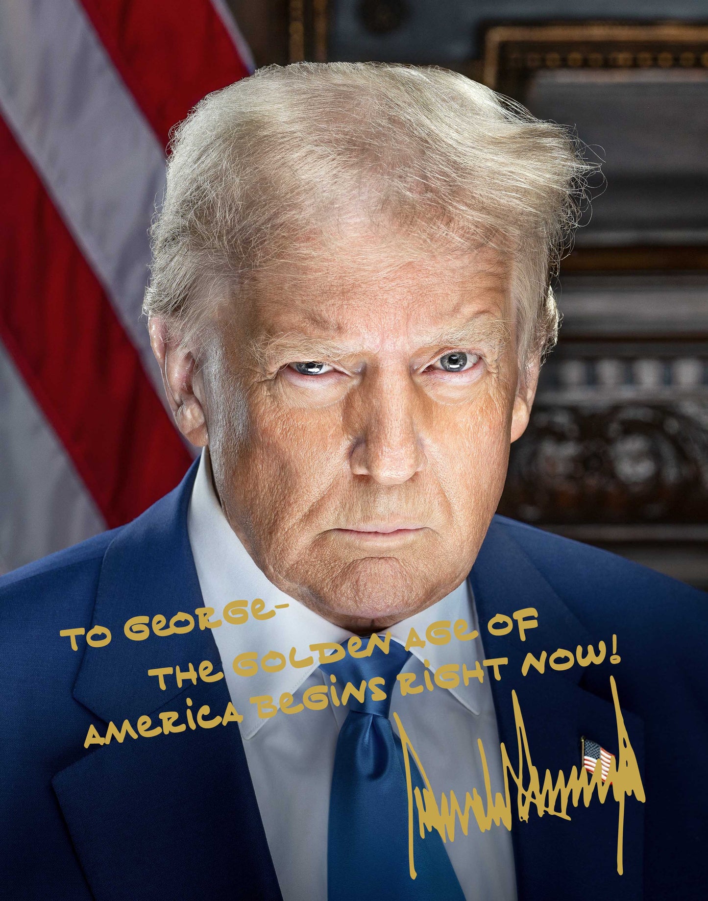 Personalized President Donald J. Trump Autographed 2024 Presidential Portrait Photo with Custom Message